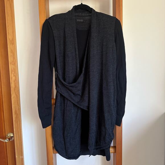 All Saints Drina Charcoal Grey Sweater Dress Size 2 Cotton Wool - Picture 2 of 8